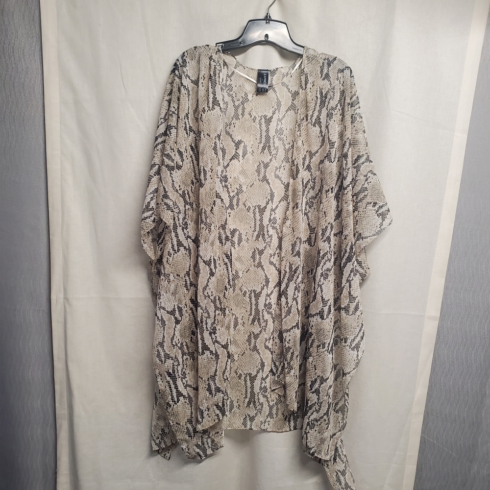 Express Snake Print Poncho - Black and Cream